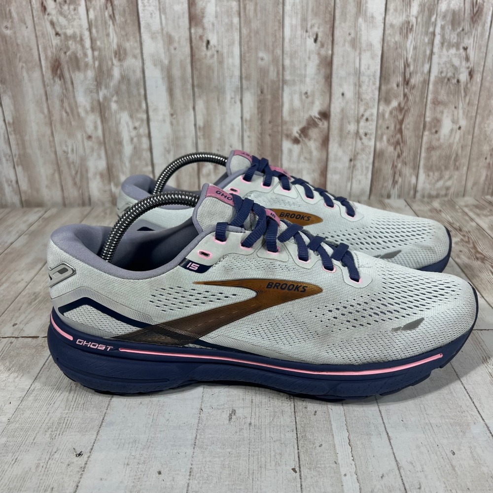 Brooks Ghost 15 Womens Running Shoes 11 Oyster Alloy Pink 1203801B492